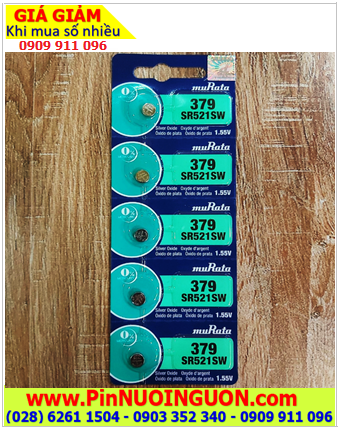COMBO 01 vỉ 5viên Pin đồng hồ 1.55v Silver Oxide MuRata SR521SW (Pin 379) chính hãng _Giá 98.000/Vỉ